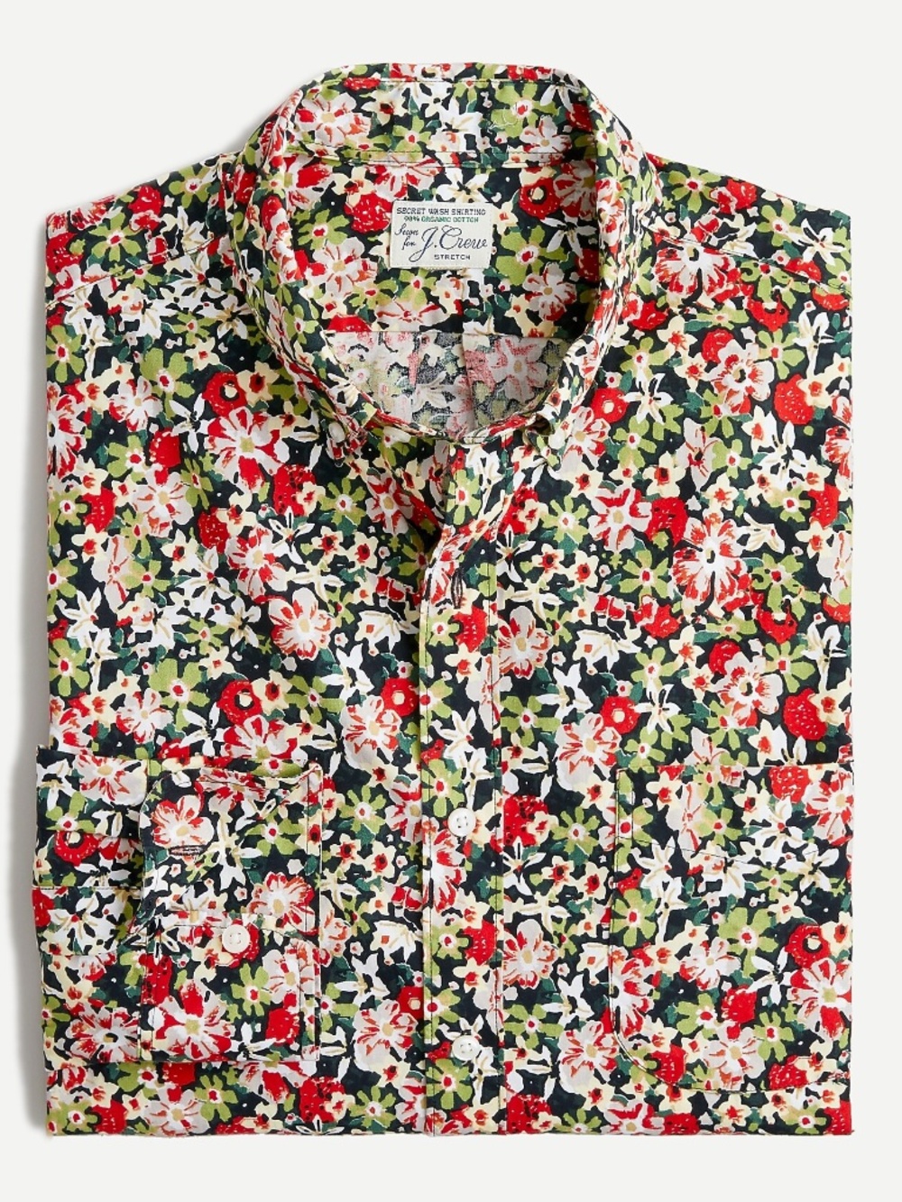 J. Crew Slim Stretch Secret Wash Cotton Poplin Button Down Shirt Spring Floral